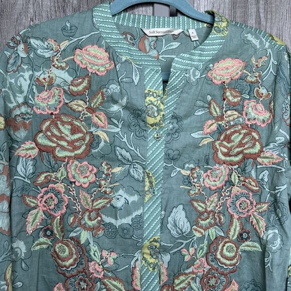 Soft Surroundings Floral Embroidered Boho Beaded Tunic Top Size S - Picture 3 of 8